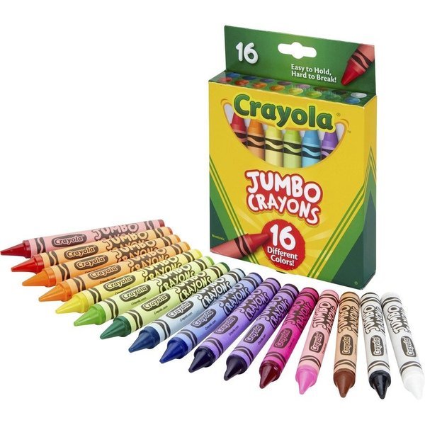 Crayola Jumbo Crayons, Nontoxic, 16/PK, Assorted PK CYO520390